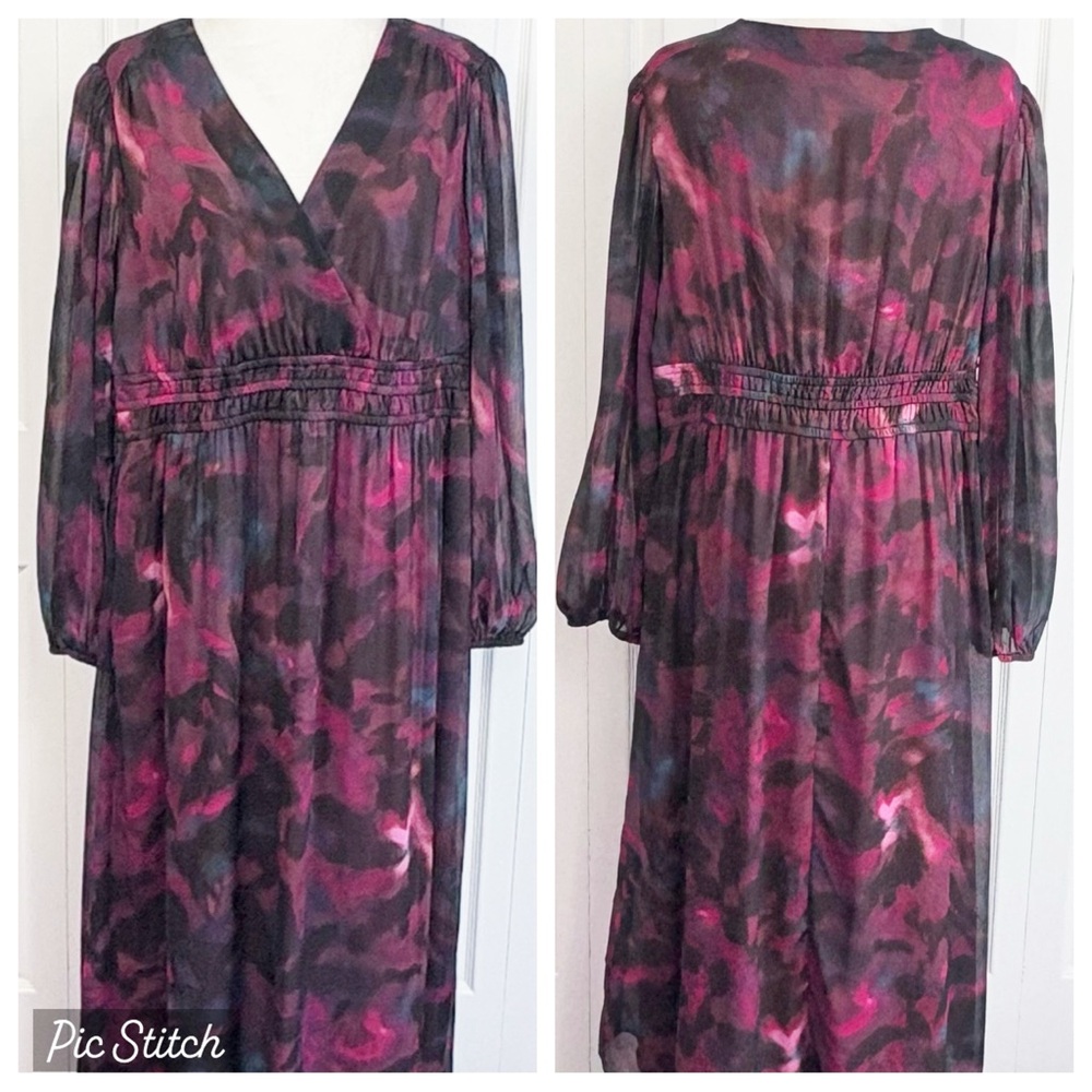 NWT Sofia Vergara Pink Floral Long Sleeve Empire Waist Dress XL